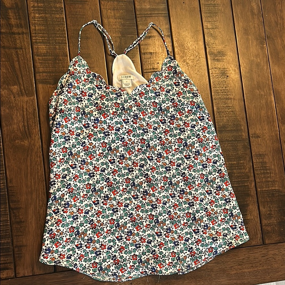 J. Crew Floral Tank Top - Red, Blue, White